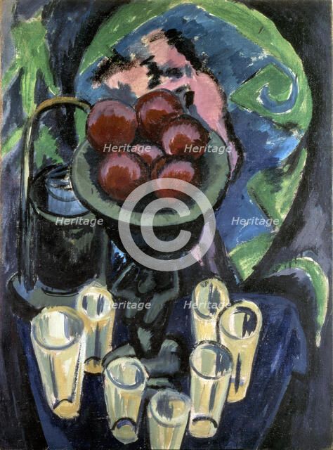 Still Life with Glasses, 1912. Creator: Kirchner, Ernst Ludwig (1880-1938).