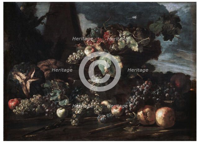 'Still Life with Grapes', 17th century.  Artist: Michelangelo Pace del Campidoglio