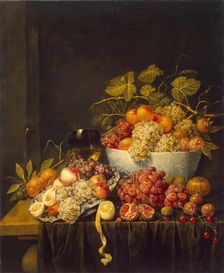 Still Life with Grapes, 1640. Creator: Adriaen van Utrecht