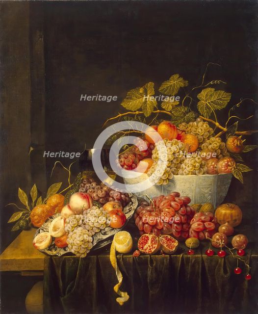 Still Life with Grapes, 1640. Creator: Adriaen van Utrecht.