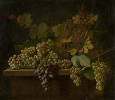 Still life with grapes, 1740-1750. Creator: Istvan Mihsaly Izbeghy