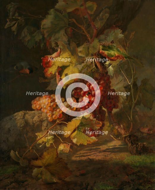 Still Life with Grapes, 1852. Creator: Frants Diderik Boe.