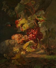 Still Life with Grapes, 1852. Creator: Frants Diderik Boe