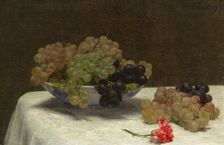 Still Life with Grapes and a Carnation, c. 1880. Creator: Henri Fantin-Latour