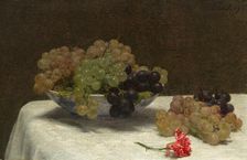 Still Life with Grapes and a Carnation, c. 1880. Creator: Henri Fantin-Latour