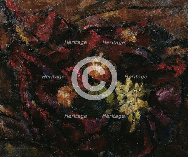 Still life with grapes and apples, c1910-1912. Creator: Anton Faistauer.