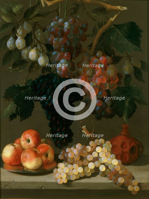 Still Life with Grapes, Apples and Plums, c1630. Creator: Juan Bautista de Espinosa.