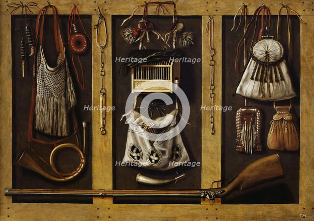 Still-Life with Hunting Equipment, c. 1660. Creator: Leemans, Johannes, (Workshop)  .