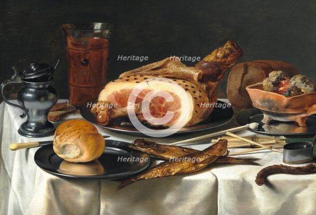 Still Life with Ham, 1625. Creator: Claesz, Pieter (c. 1597-1660).