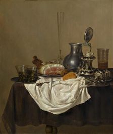 Still Life with Ham, 1650. Creator: Gerrit Willemsz. Heda
