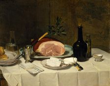 Still Life with Ham, 1870s. Creator: Philippe Rousseau