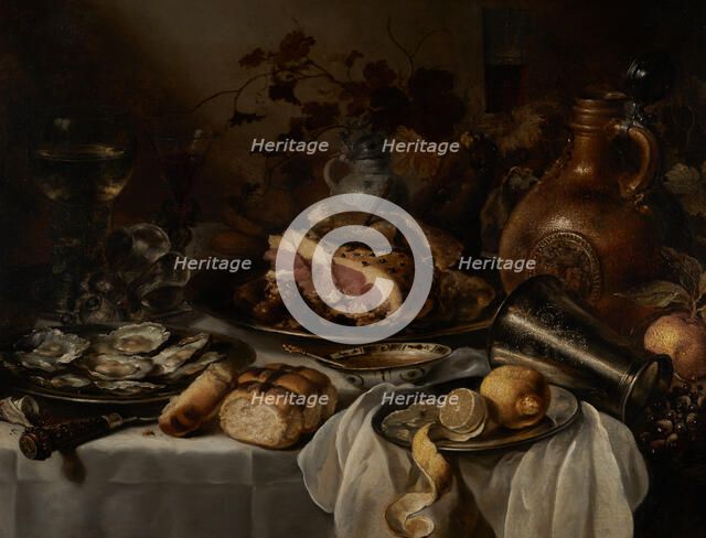 Still life with ham, between 1640 and 1649. Creator: Pieter Claesz.