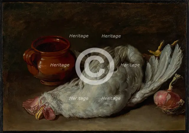 Still Life with Hen and Onion, about 1750-1760. Creator: Giacomo Ceruti.