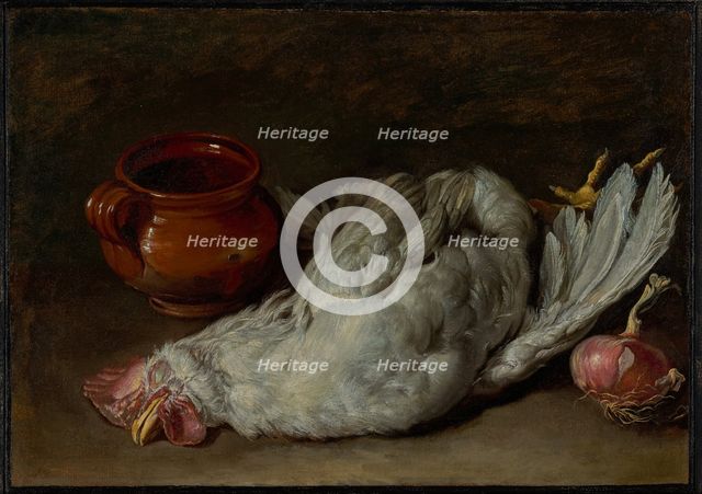 Still Life with Hen and Onion, about 1750-1760. Creator: Giacomo Ceruti.