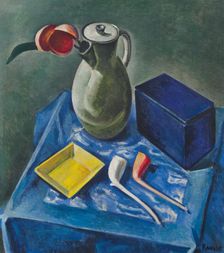 Still life with jug, tin and pipes, 1931. Creator: Kanoldt, Alexander (1881-1939)