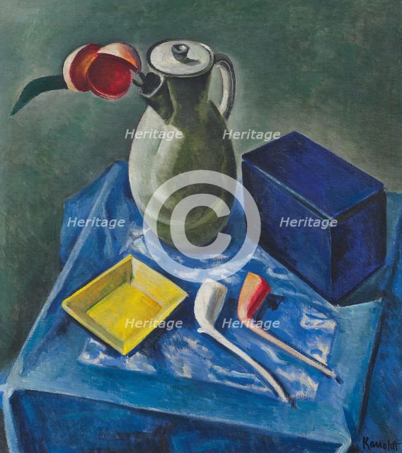 Still life with jug, tin and pipes, 1931. Creator: Kanoldt, Alexander (1881-1939).