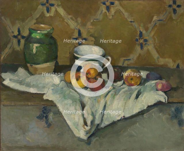 Still Life with Jar, Cup, and Apples, ca. 1877. Creator: Paul Cezanne.