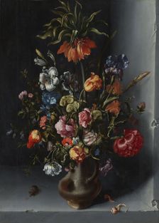 Still life with Kaiser's crown fritillary in a stone niche, 1613. Creator: Jacob Vosmaer