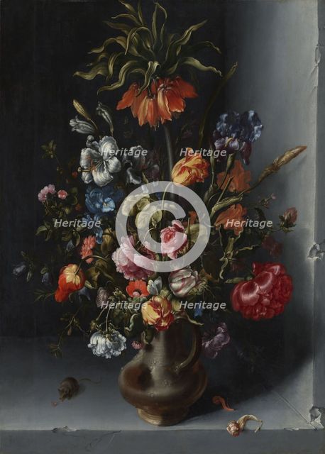 Still life with Kaiser's crown fritillary in a stone niche, 1613.  Creator: Jacob Vosmaer.