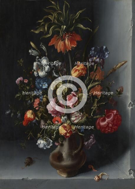 Still life with Kaiser's crown fritillary in a stone niche, 1613.  Creator: Jacob Vosmaer.