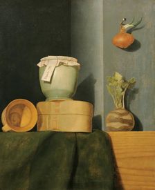 Still life with kitchenware, onions and kohlrabi, 1754. Creator: Anna Maria Punz