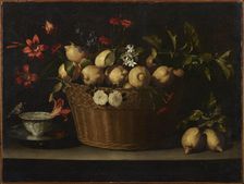 Still Life with Lemons in a Wicker Basket, ca 1643-1649. Creator: Zurbarán, Juan de (1620-1649)
