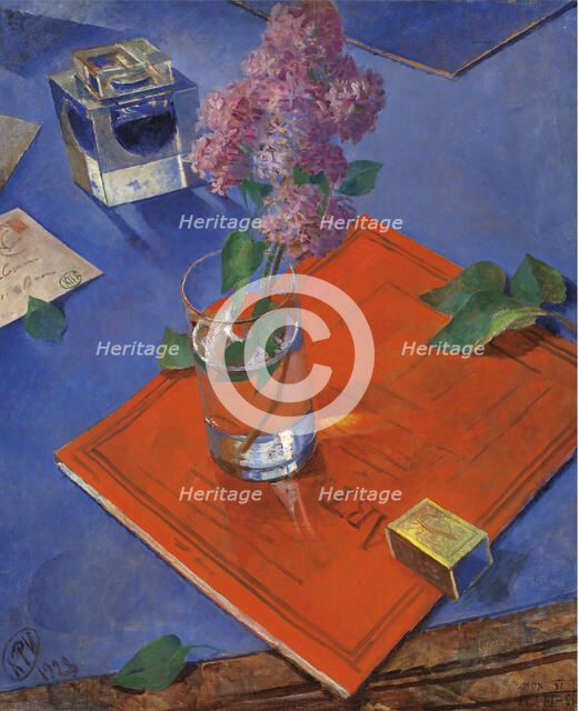 Still life with lilac , 1928. Creator: Petrov-Vodkin, Kuzma Sergeyevich (1878-1939).