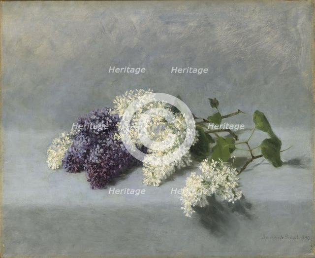 Still life with lilacs, 1890. Creator: Benedicte Scheel.