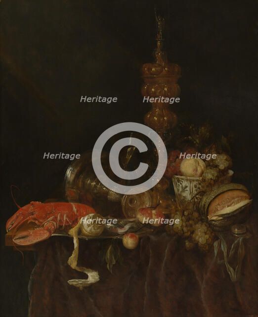 Still Life with Lobster and Fruit, probably early 1650s. Creator: Abraham van Beyeren.