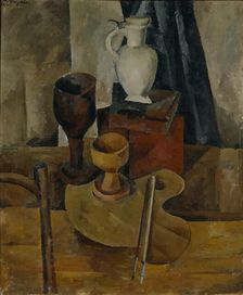 Still Life with Palette, 1920. Creator: Osmiorkin, Alexander Alexandrovich (1892-1953)