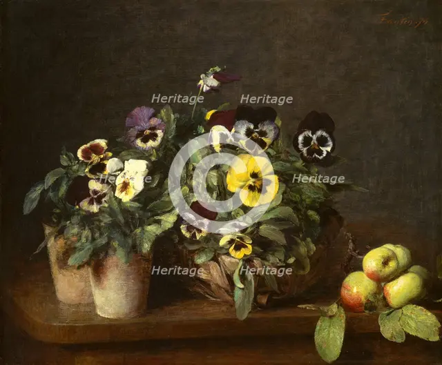 Still Life with Pansies, 1874. Creator: Henri Fantin-Latour.