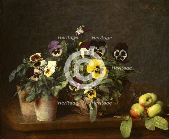 Still Life with Pansies, 1874. Creator: Henri Fantin-Latour.