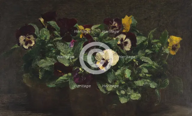 Still Life with Pansies, 1892. Creator: Henri Fantin-Latour.