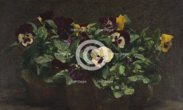 Still Life with Pansies, 1892. Creator: Henri Fantin-Latour.