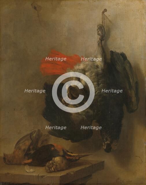 Still Life with Parrot and Snipes, 1655. Creator: Cornelis Lelienbergh.