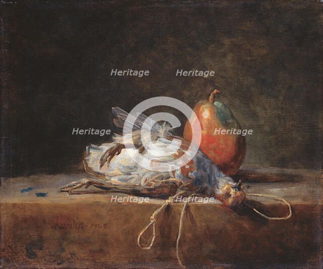 Still Life with Partridge and Pear, 1748. Creator: Jean-Simeon Chardin.