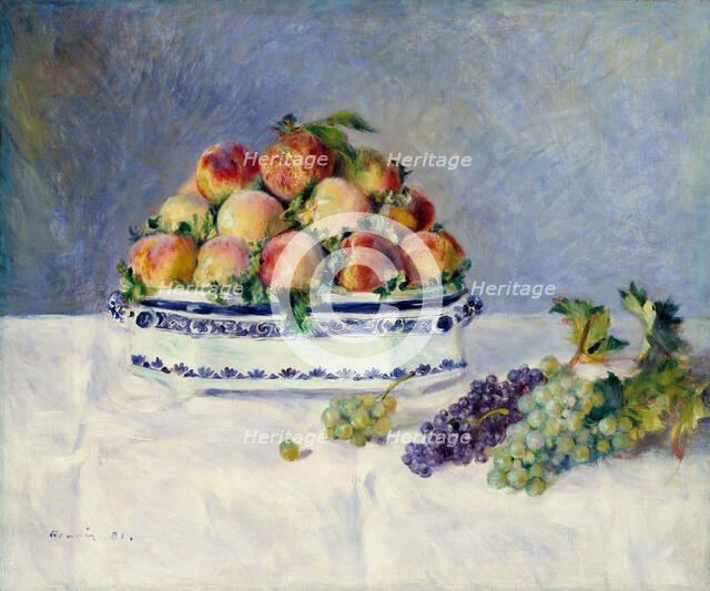 Still Life with Peaches and Grapes, 1881. Creator: Pierre-Auguste Renoir.