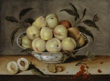Still Life with Peaches in a Chinese Porcelain Bowl, 1638. Creator: Isaak Soreau