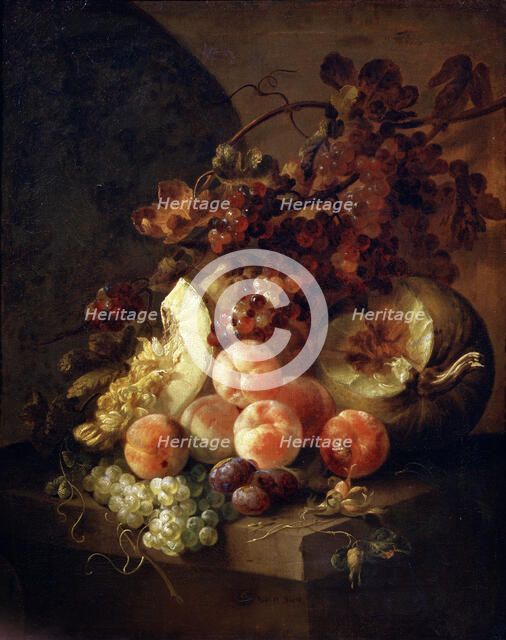 'Still Life with Peaches', late 17th or early 18th century.   Artist: Jan Frans van Son