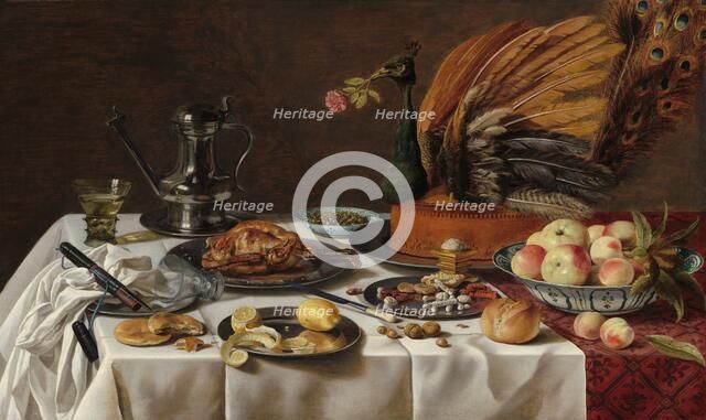 Still Life with Peacock Pie, 1627. Creator: Pieter Claesz.