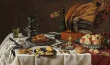 Still Life with Peacock Pie, 1627. Creator: Pieter Claesz