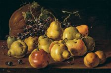 Still Life with Pears, Peaches, Grapes, and Melon, 1771. Creator: Luis Meléndez