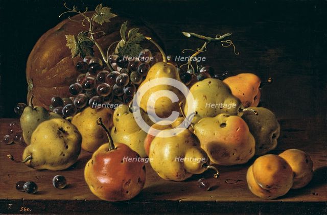Still Life with Pears, Peaches, Grapes, and Melon, 1771. Creator: Luis Meléndez.