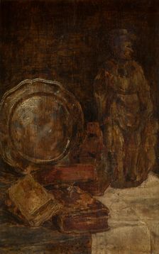 Still Life with Pewter Dish, 1870. Creator: Willem Linnig II