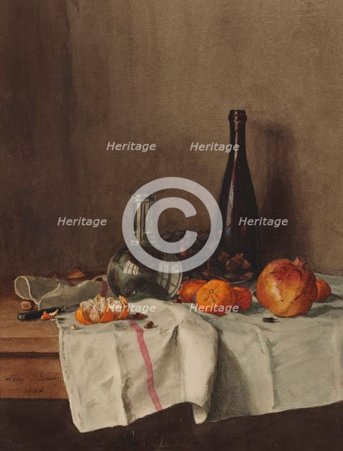 Still Life with Pomegranate, 1864. Creator: Leon Bonvin.