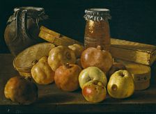 Still Life with Pomegranates and Apples, Boxes of Sweets, and Other Containers, end of 18th centuty. Creator: Luis Meléndez