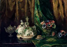 Still Life with Porcelain and Flowers 20th century. Artist: Max Müller