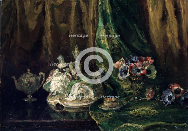 'Still Life with Porcelain and Flowers', 20th century.  Artist: Max Müller