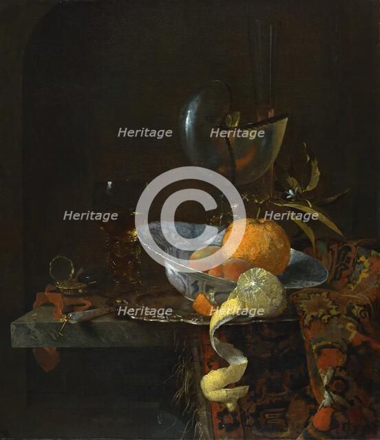 Still Life with porcelain Bowl and Nautilus Cup, 1660. Creator: Willem Kalf.