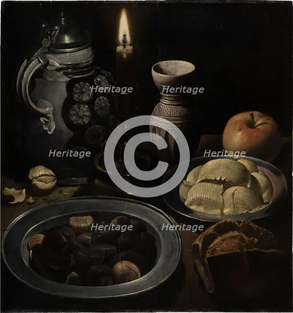 Still life with Roasted Chestnuts, c1630. Creator: Gottfried de Wedig.